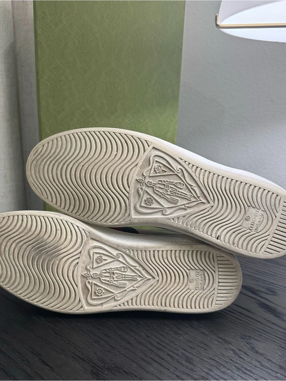 Gucci Ace Web Stripe Classic Leather Sneakers White 10.5